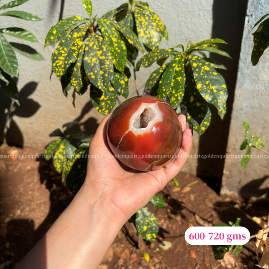 Carnelian Banded Druzy Sphere/ Ball