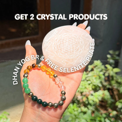 Dhan yog bracelet for and selenite plate  for wealth