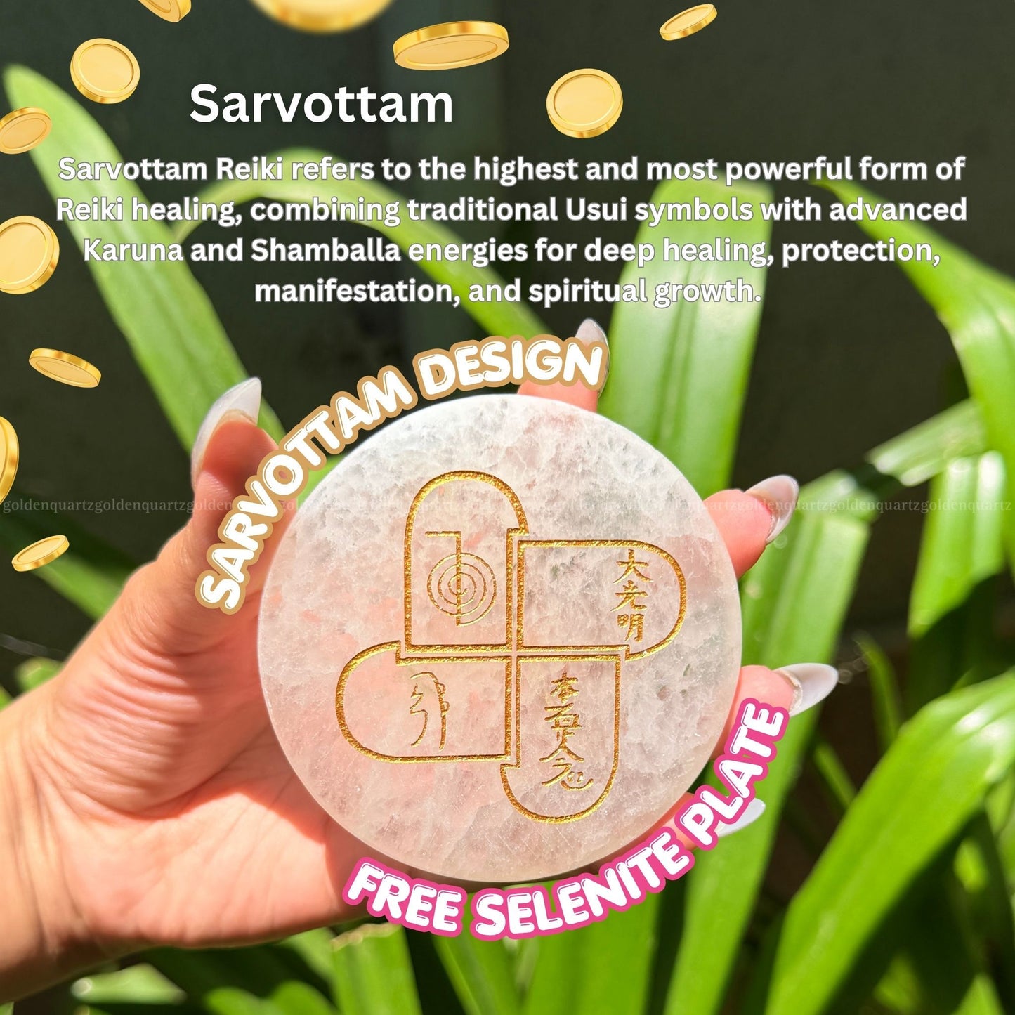 Sarvottam Reiki Selenite Plate & Dhan Yog Bracelet Combo