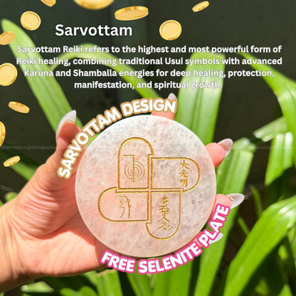 Sarvottam Reiki Selenite Plate & Dhan Yog Bracelet Combo