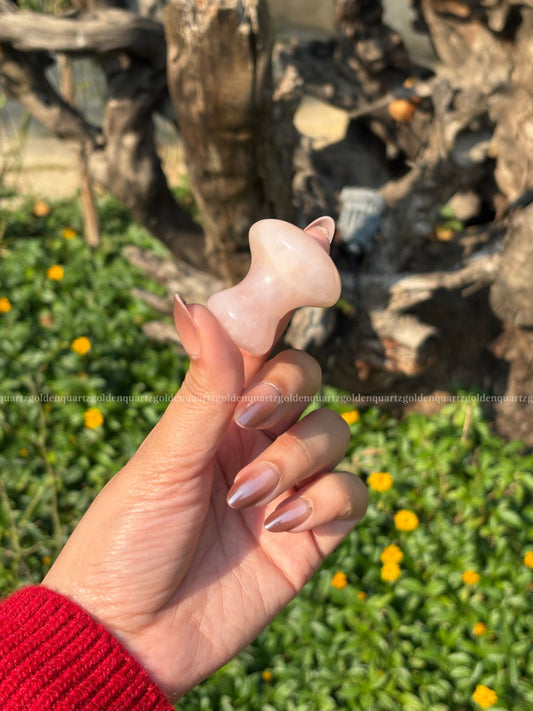 Rose Quartz Mushroom Gua Sha - Golden Quartz 