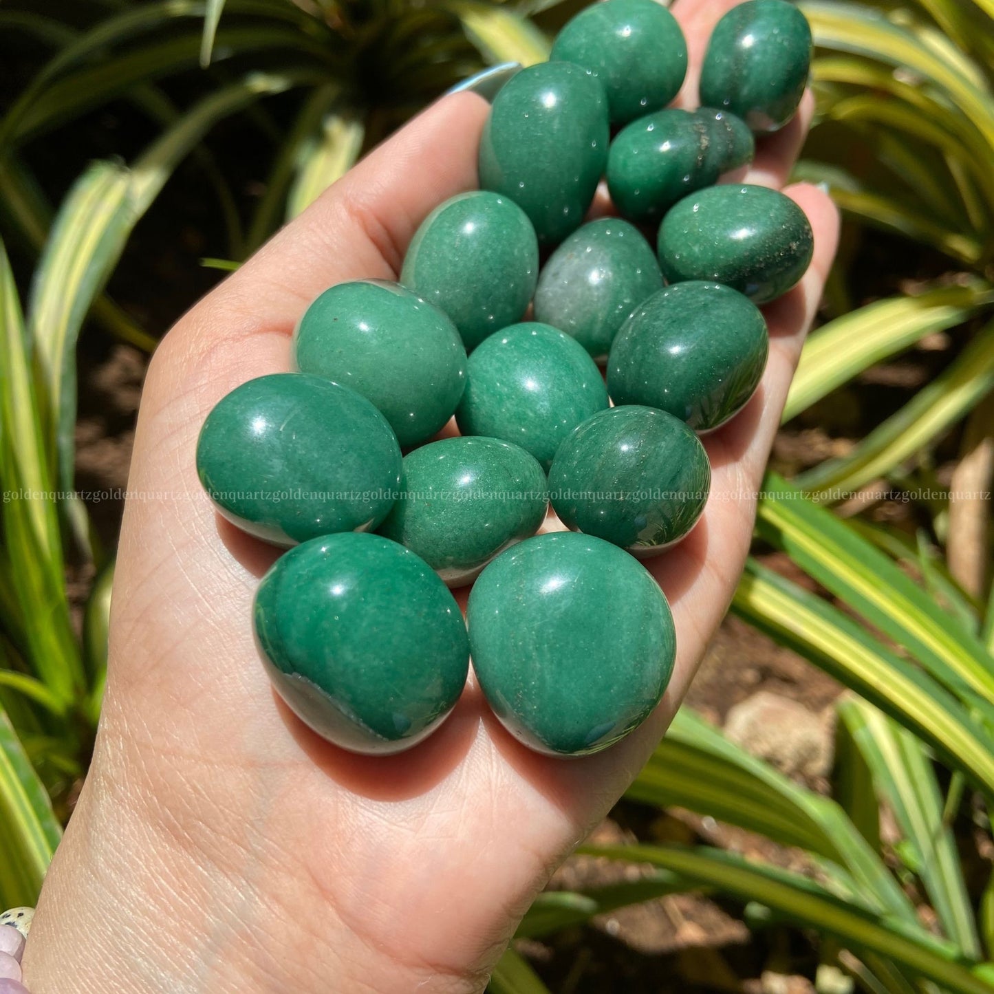 AA Green Aventurine Tumble Stone - Golden Quartz 
