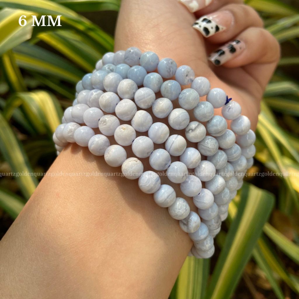 Blue Lace Agate Bracelet - Golden Quartz 