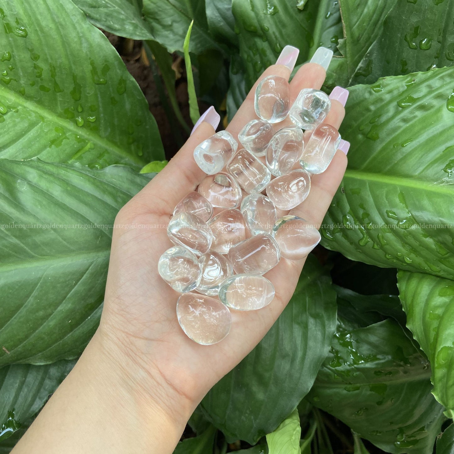 AA Clear Quartz Tumble Stone - Golden Quartz 