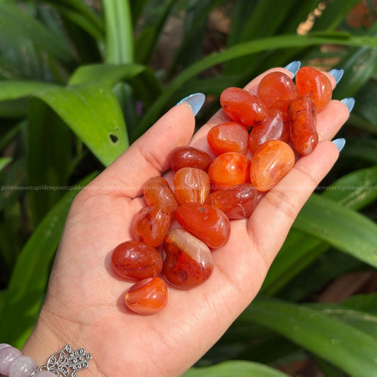 Carnelian Tumble Stone - Golden Quartz 