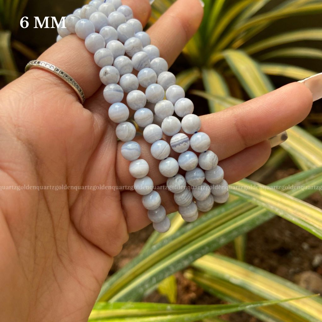 Blue Lace Agate Bracelet - Golden Quartz 