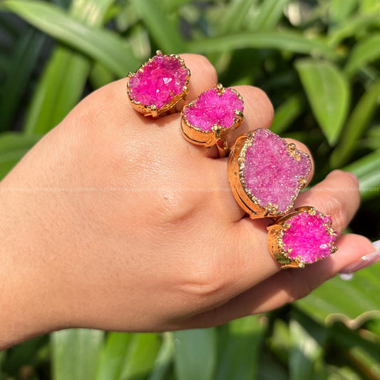 Agate Slice Druzy Ring PINK