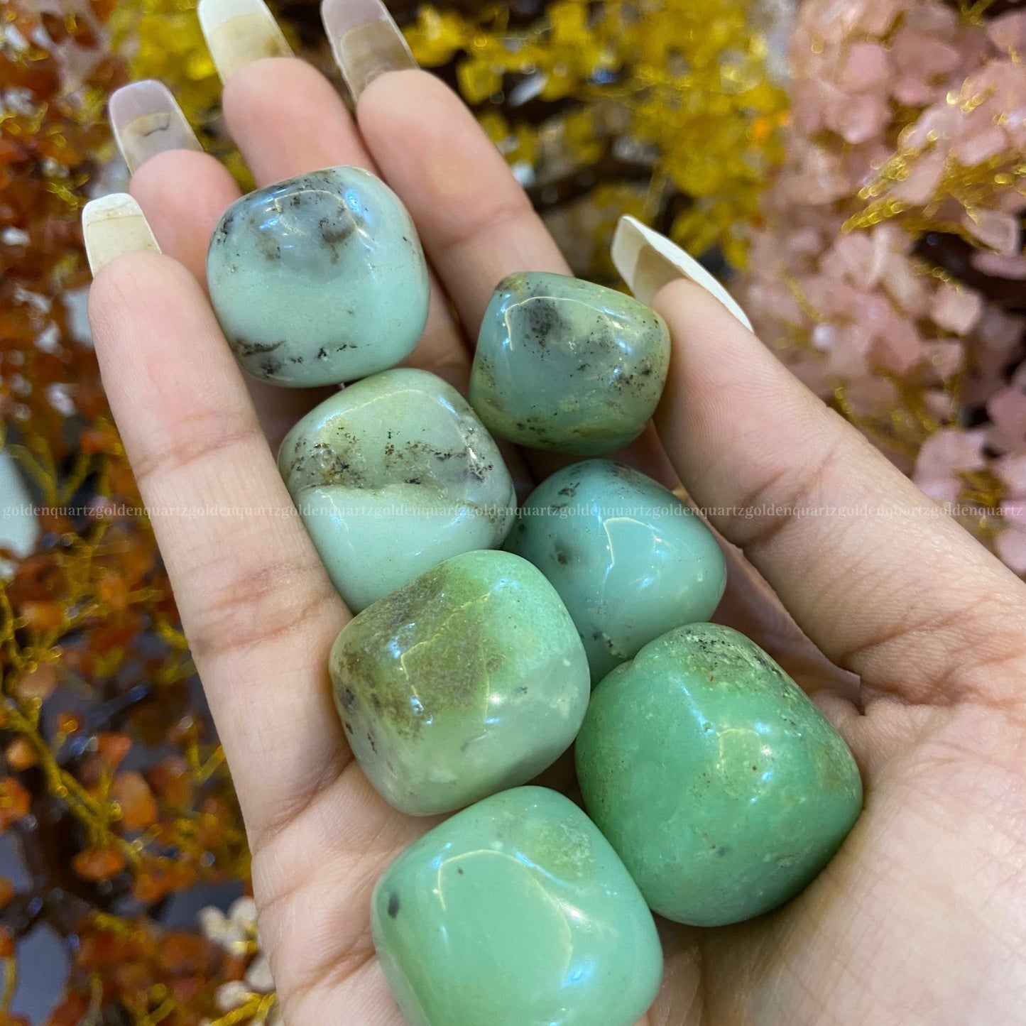 Chrysoprase Tumble Stone - Golden Quartz 