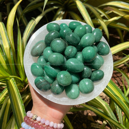 AA Green Aventurine Tumble Stone - Golden Quartz 
