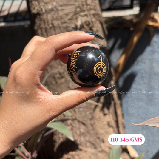 Black Tourmaline Reiki Symbol Sphere
