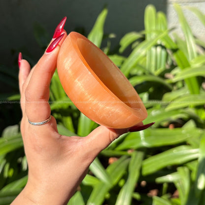Selenite Bowl 4 Inch (Peach/ Orange) - Golden Quartz 