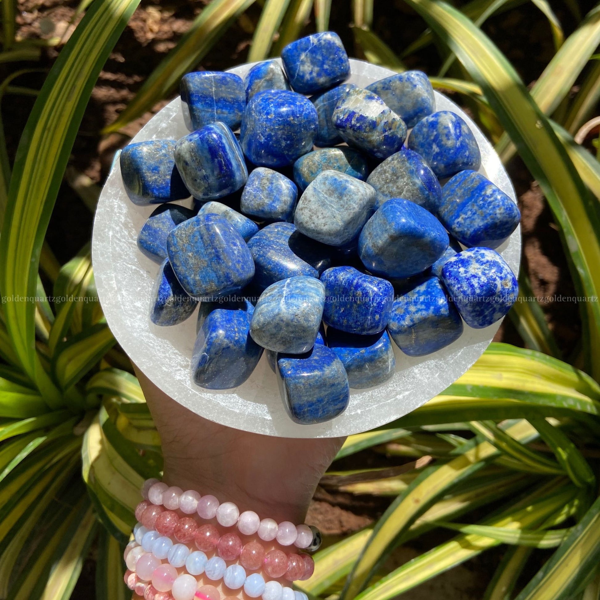 Lapis Lazuli Tumble Stone - Golden Quartz 