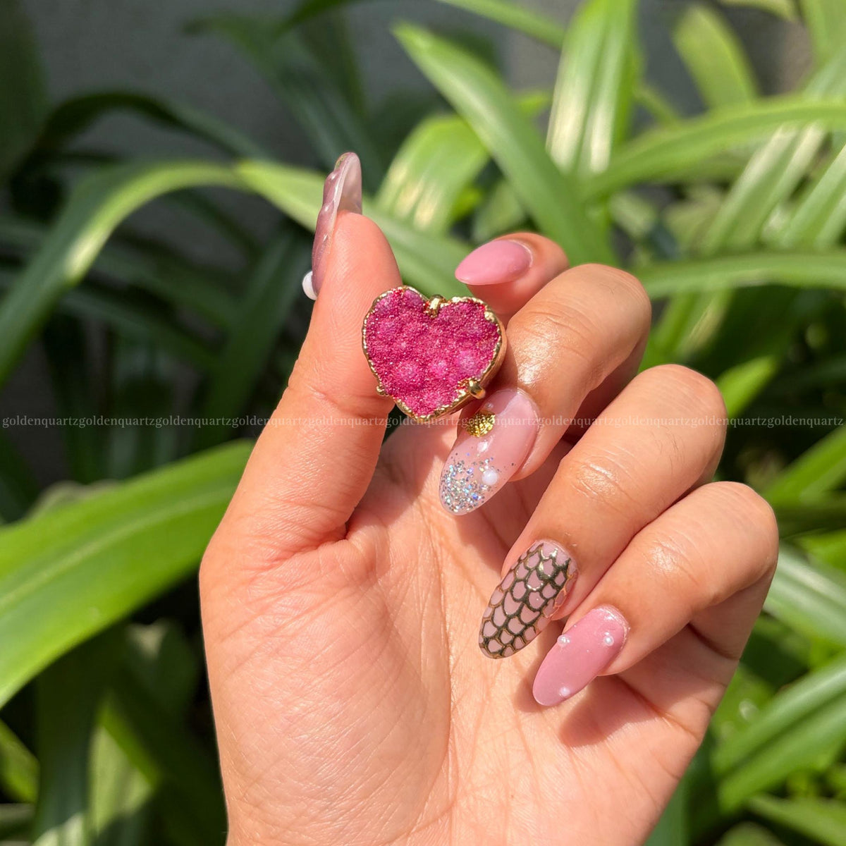 Agate Slice Druzy Ring PINK