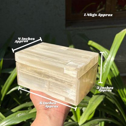 Selenite Jewellery Box - Golden Quartz 