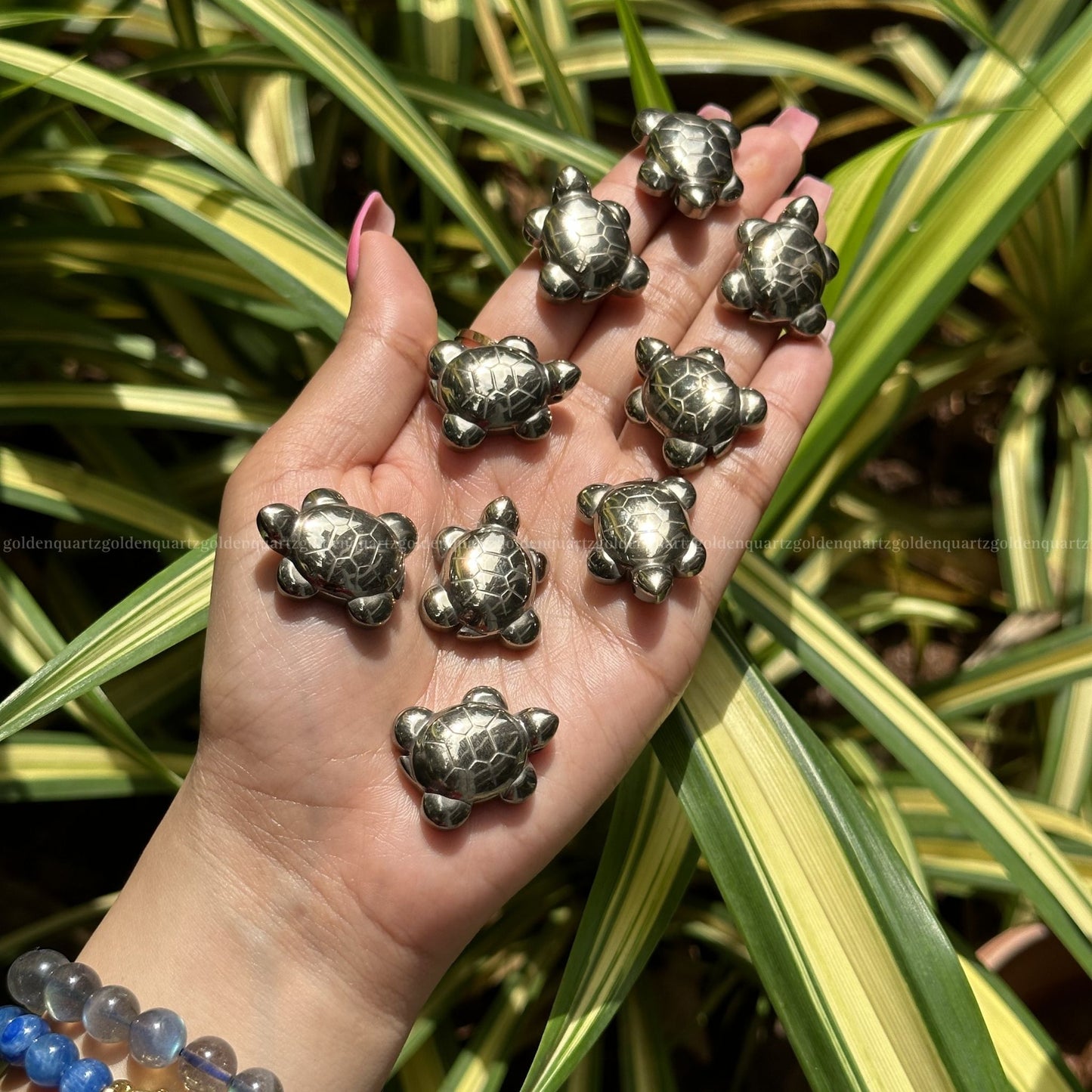 Pyrite Tortoise Crystal for Wealth & Vastu | Golden Quartz