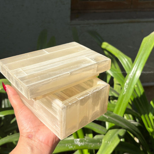 Selenite Jewellery Box - Golden Quartz 