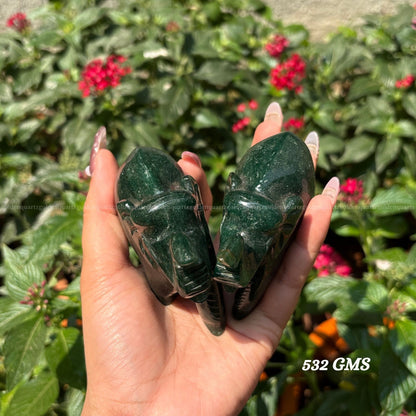 Green Jade Elephant Pair (Trunk Up) Luck, Prosperity & Harmony