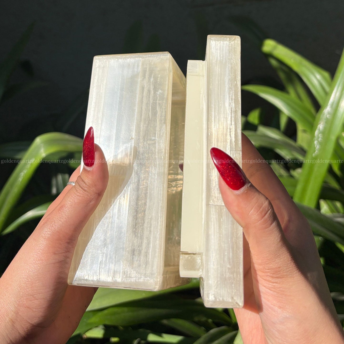 Selenite Jewellery Box - Golden Quartz 
