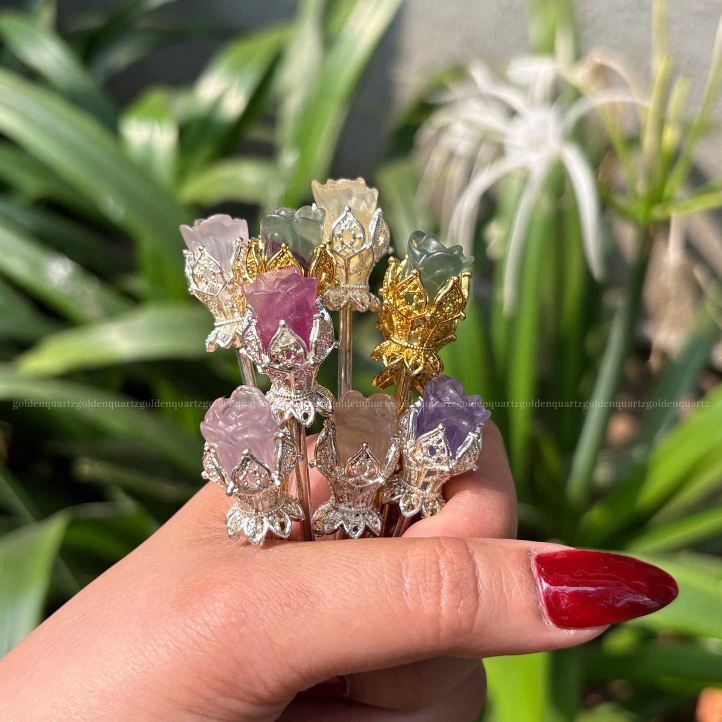 Multi Fluorite Bun Sticks – A Bloom of Natural Colours