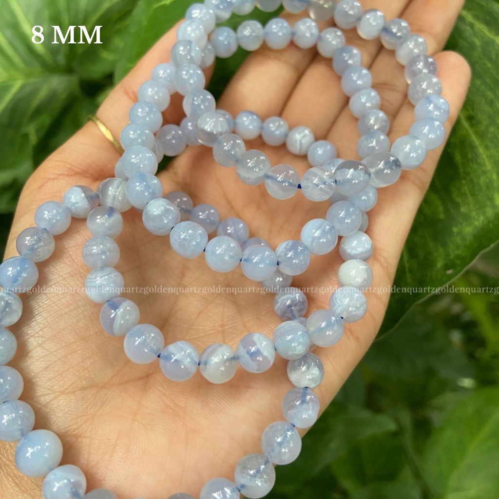 Blue Lace Agate Bracelet - Golden Quartz 