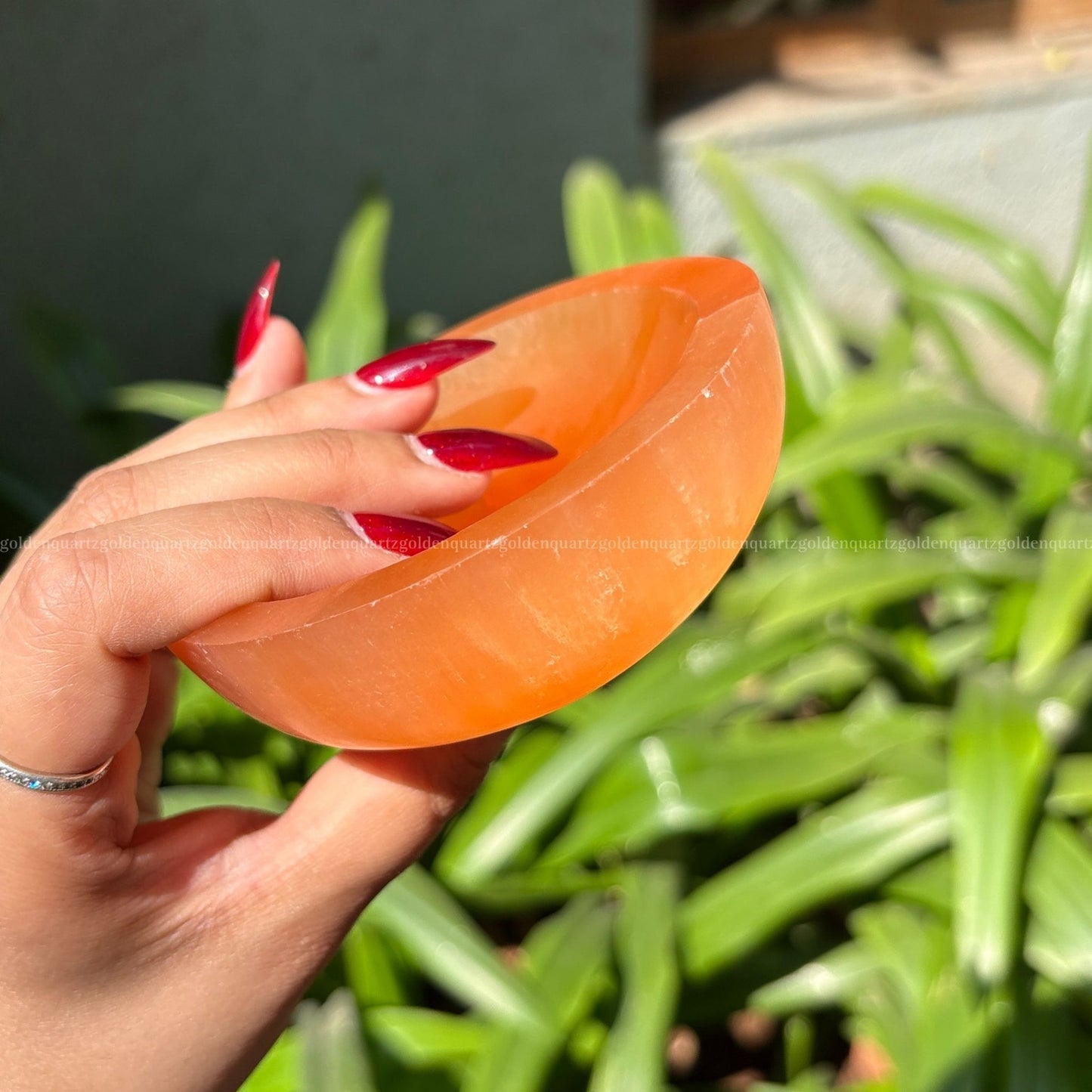 Selenite Bowl 4 Inch (Peach/ Orange) - Golden Quartz 