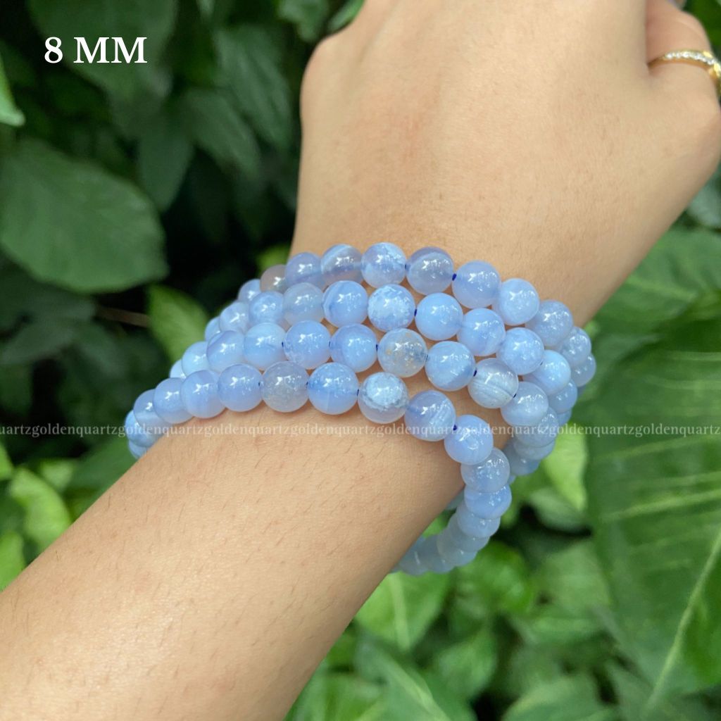 Blue Lace Agate Bracelet - Golden Quartz 