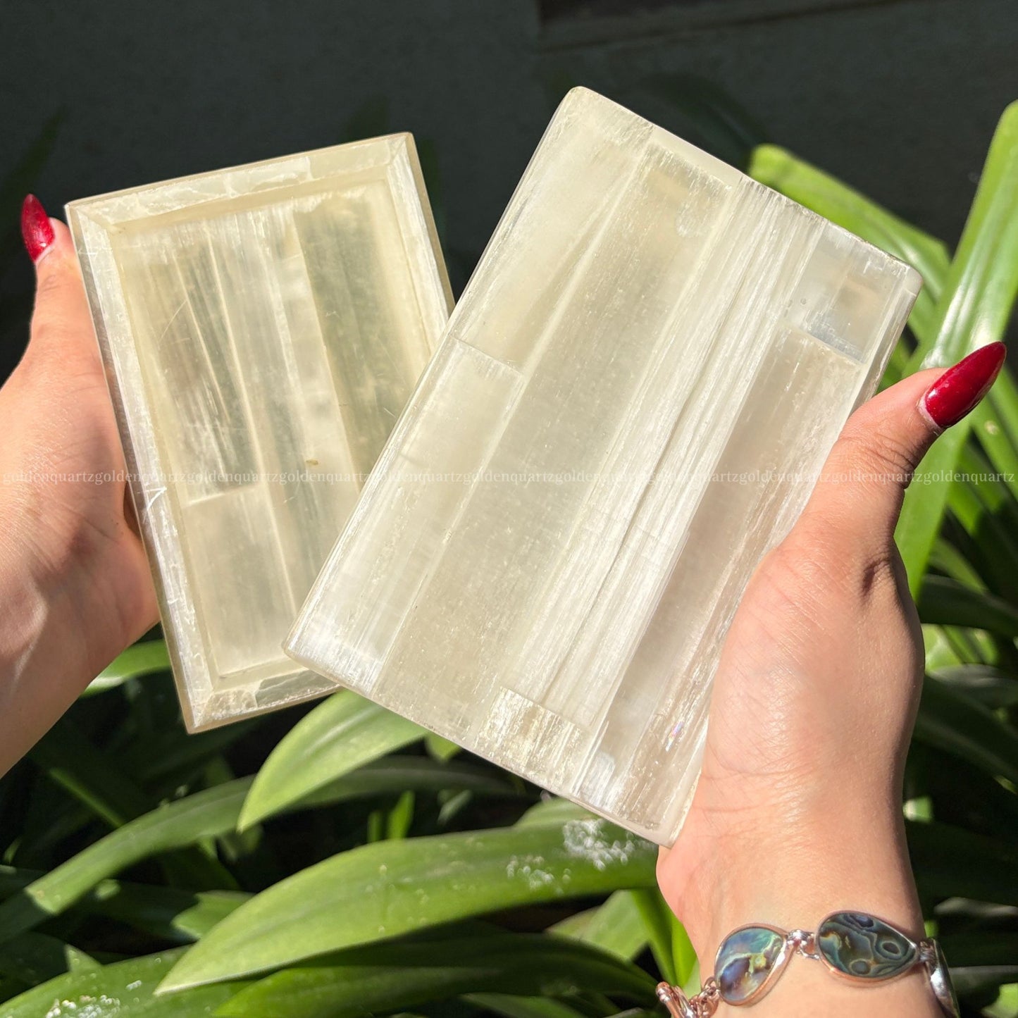 Selenite Jewellery Box - Golden Quartz 