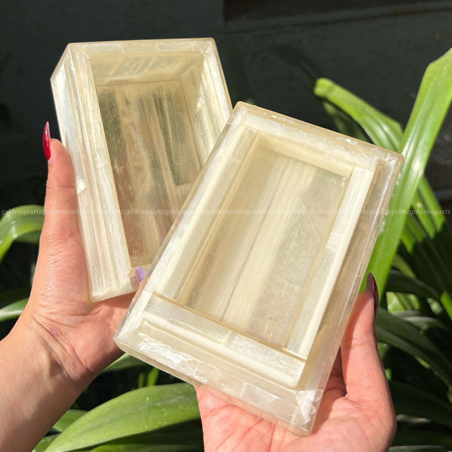 Selenite Jewellery Box - Golden Quartz 
