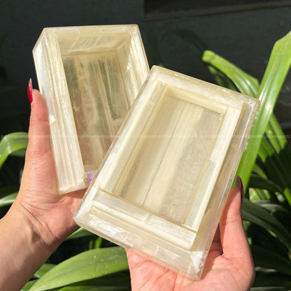 Selenite Jewellery Box - Golden Quartz 