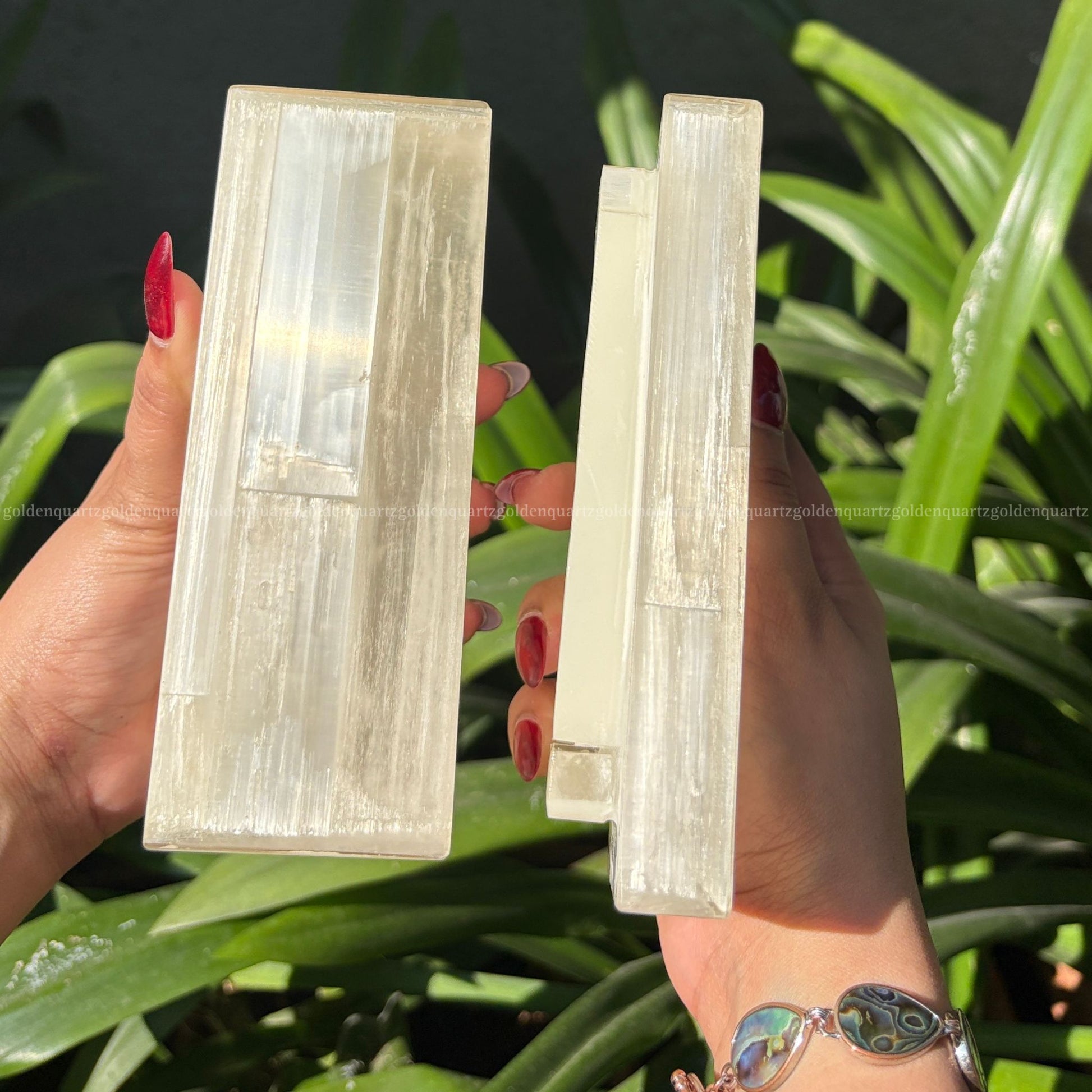 Selenite Jewellery Box - Golden Quartz 