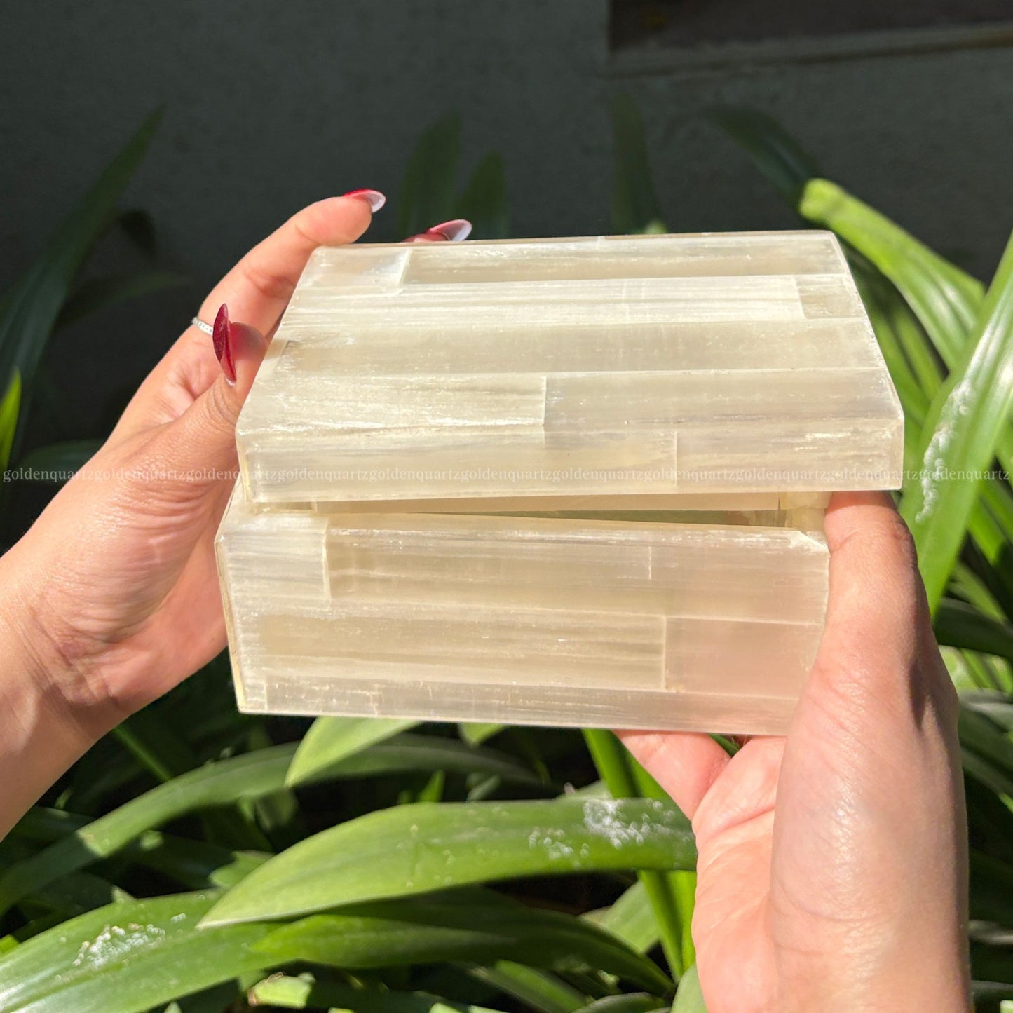 Selenite Jewellery Box - Golden Quartz 
