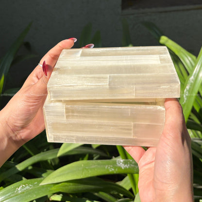 Selenite Jewellery Box - Golden Quartz 