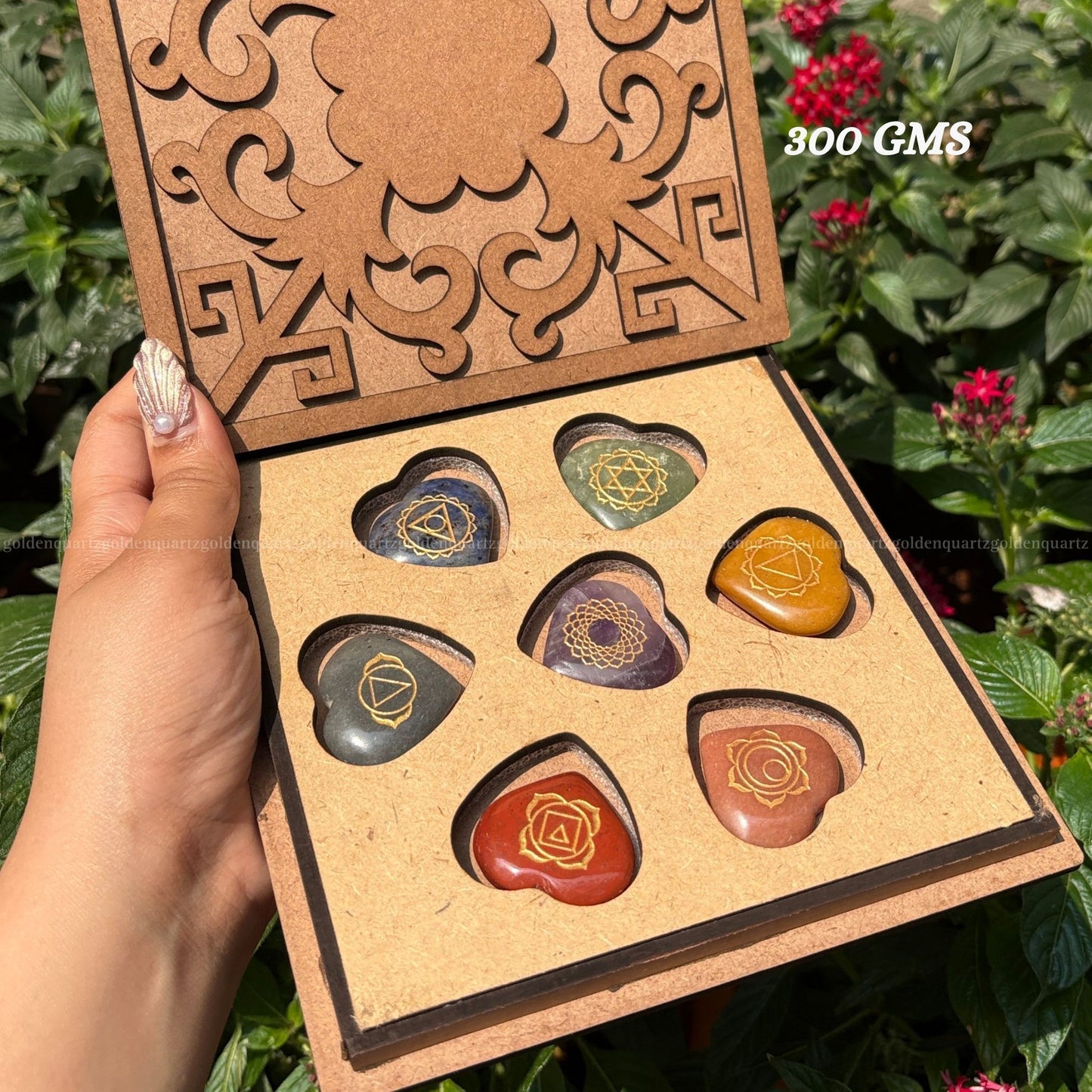 7 Chakra Heart Crystal Coin Set-Natural Healing Stones for Energy Alignment