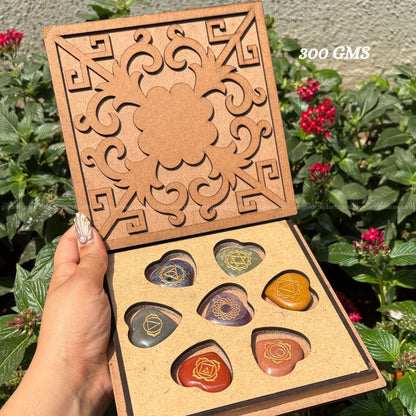 7 Chakra Heart Crystal Coin Set-Natural Healing Stones for Energy Alignment