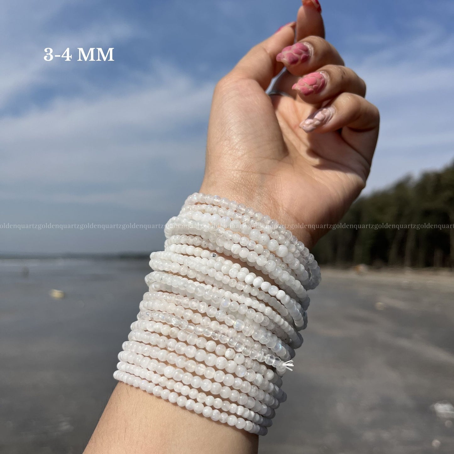 Rainbow Moonstone Thin Bracelet