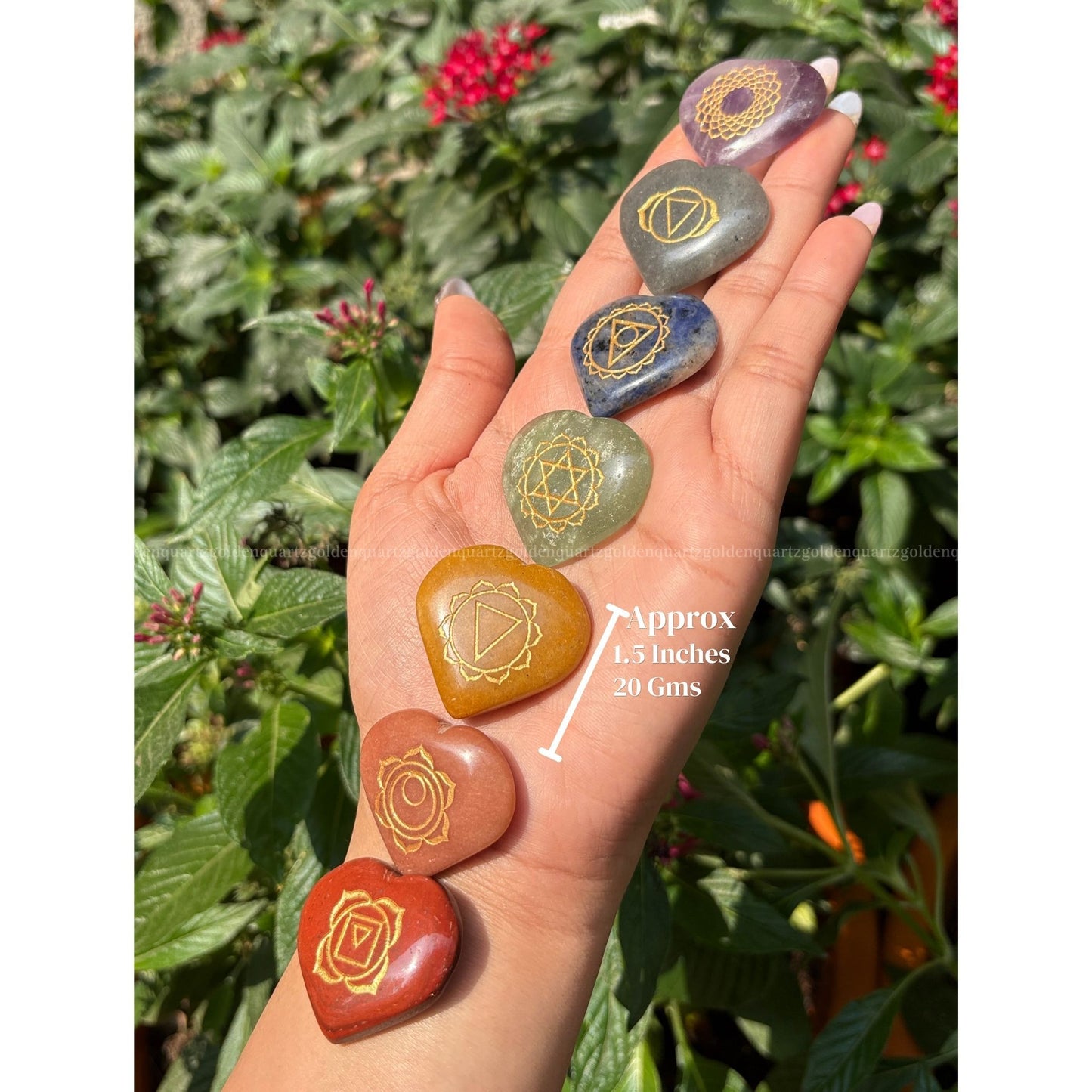 7 Chakra Heart Crystal Coin Set-Natural Healing Stones for Energy Alignment