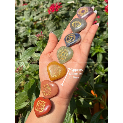 7 Chakra Heart Crystal Coin Set-Natural Healing Stones for Energy Alignment