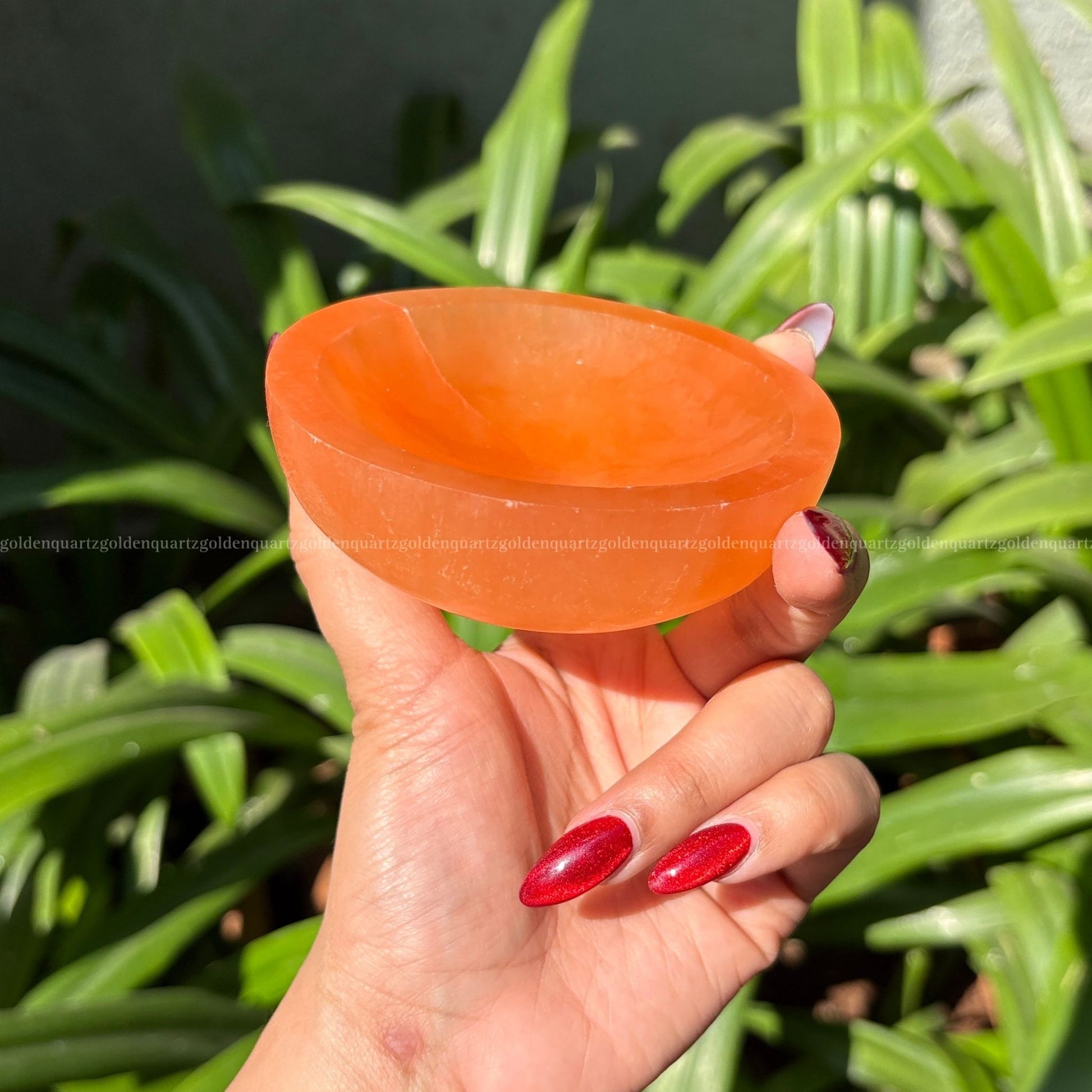 Selenite Bowl 4 Inch (Peach/ Orange) - Golden Quartz 
