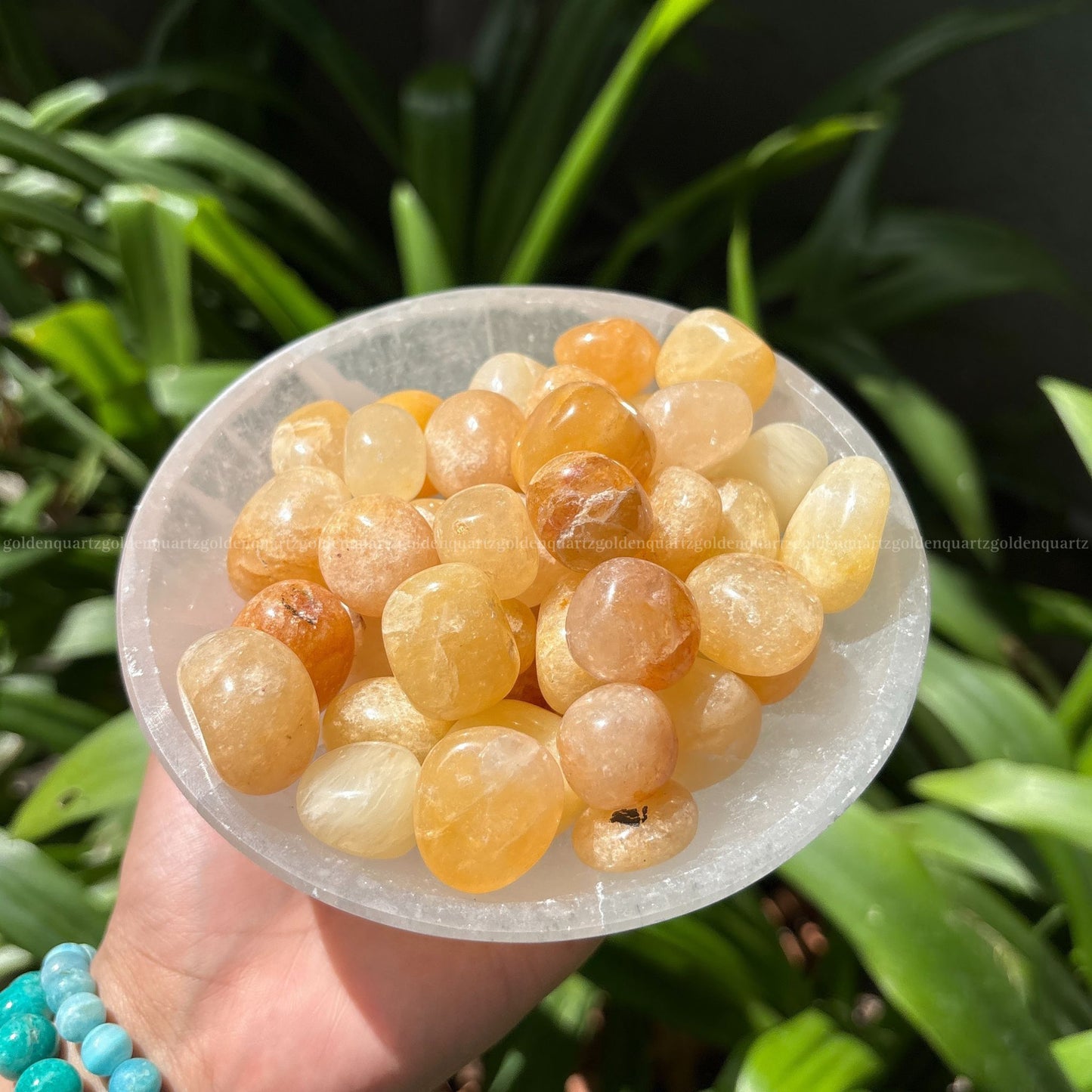 Golden Quartz tumble stone polished crystal