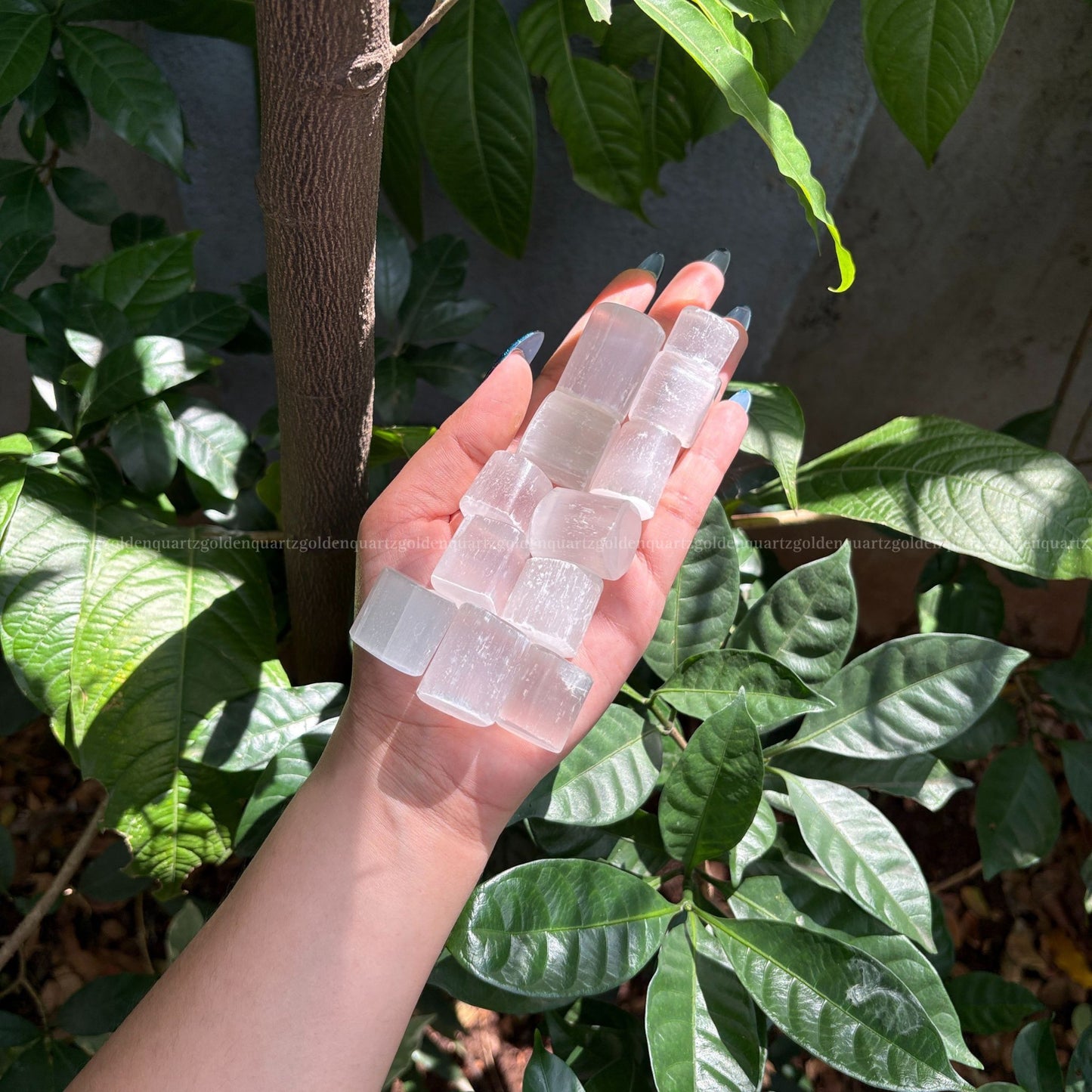 Selenite Tumble Stone - Golden Quartz 