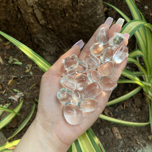 AA Clear Quartz Tumble Stone - Golden Quartz 