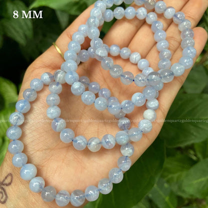 Blue Lace Agate Bracelet - Golden Quartz 