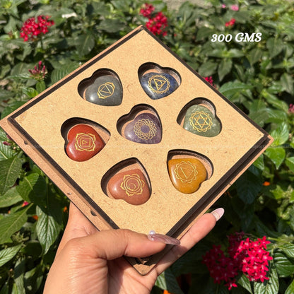 7 Chakra Heart Crystal Coin Set-Natural Healing Stones for Energy Alignment