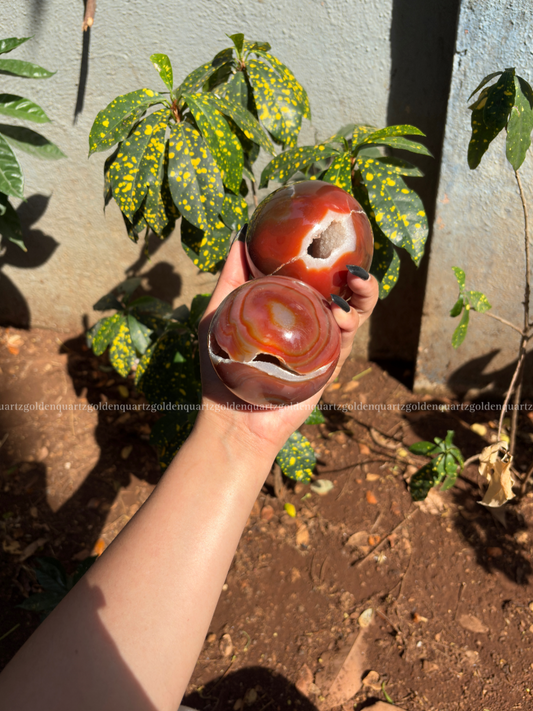 Carnelian Banded Druzy Sphere/ Ball