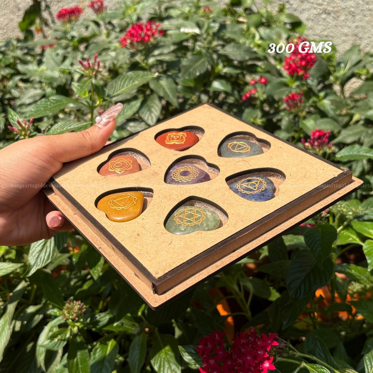 7 Chakra Heart Crystal Coin Set-Natural Healing Stones for Energy Alignment