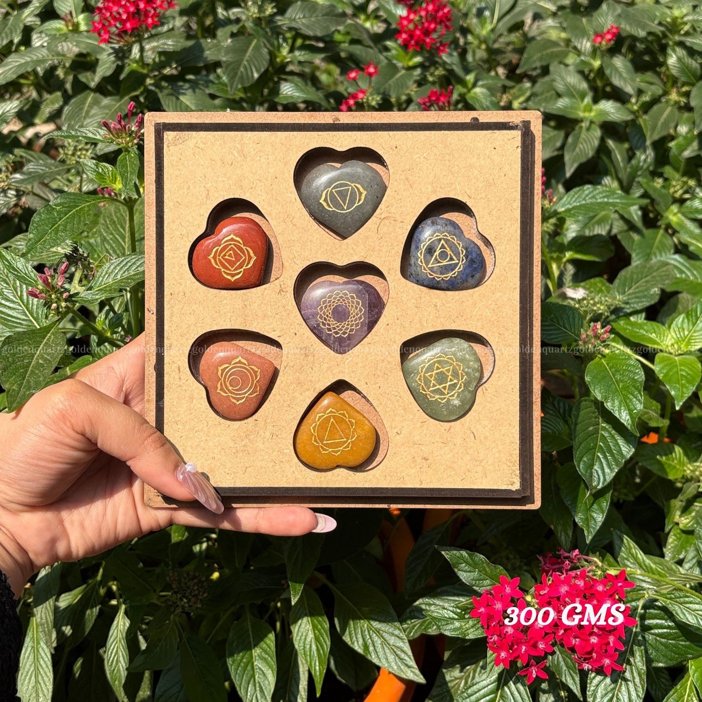 7 Chakra Heart Crystal Coin Set-Natural Healing Stones for Energy Alignment