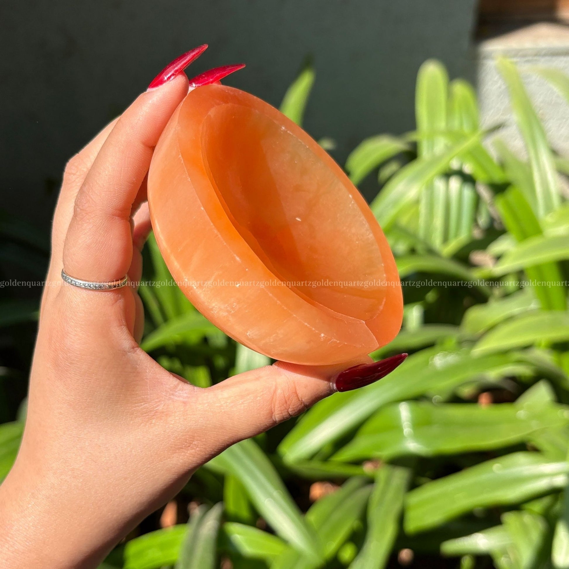 Selenite Bowl 4 Inch (Peach/ Orange) - Golden Quartz 