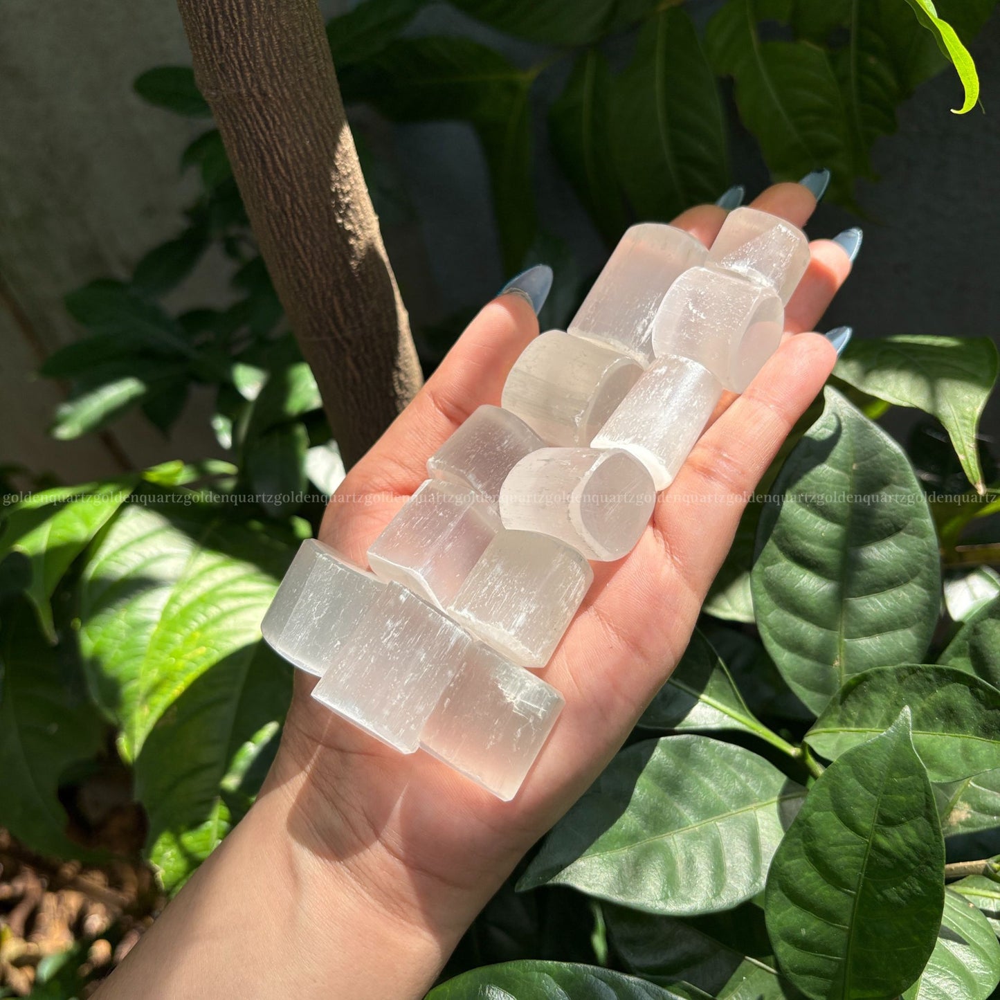 Selenite Tumble Stone - Golden Quartz 
