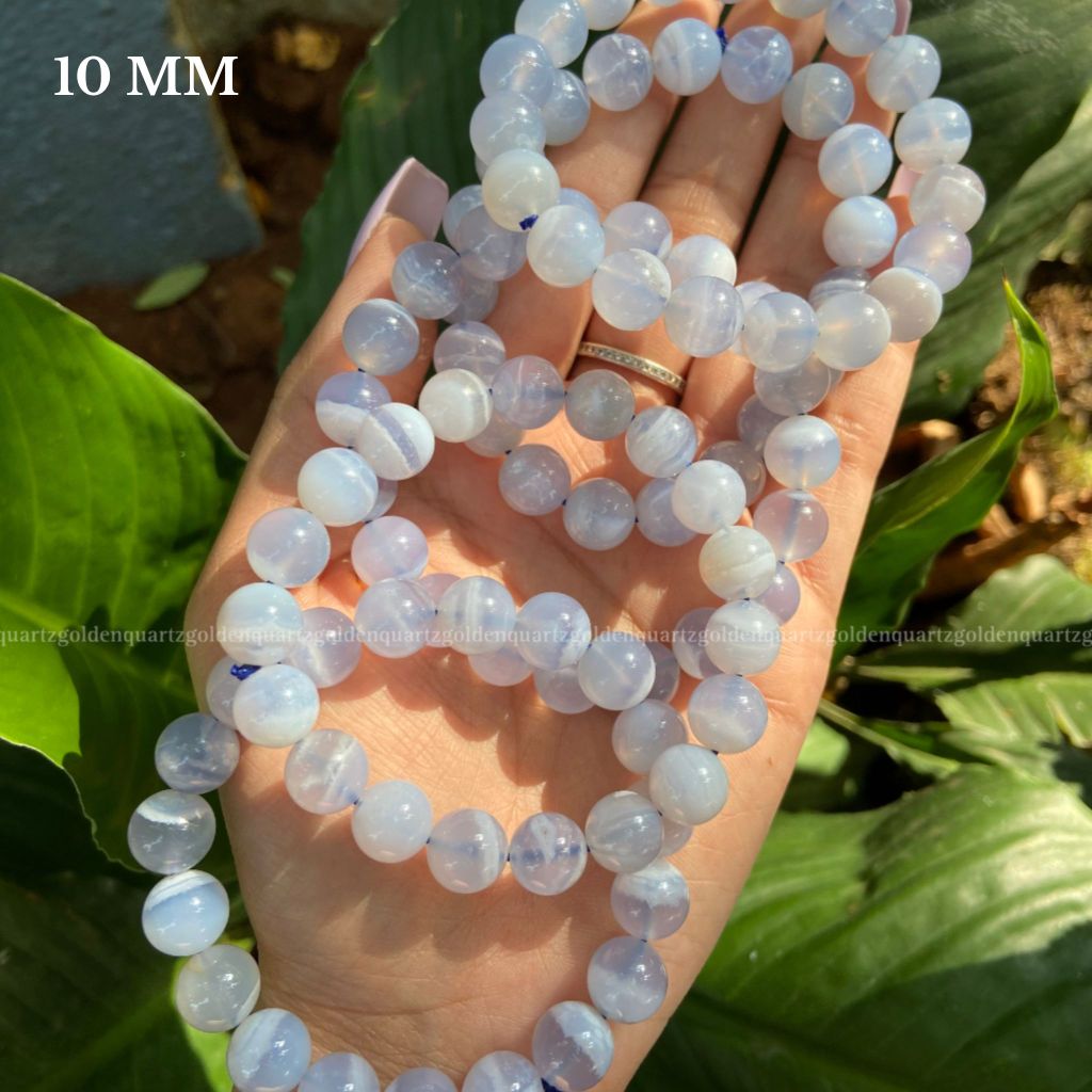 Blue Lace Agate Bracelet - Golden Quartz 