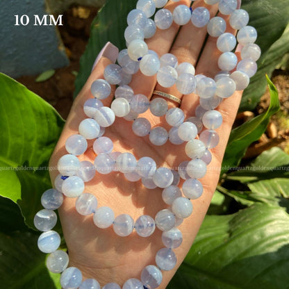 Blue Lace Agate Bracelet - Golden Quartz 